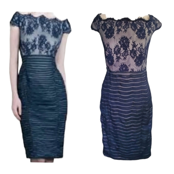 Tadashi Shoji Silk Lace Overlay Dress - Picture 1 of 12
